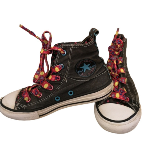 CONVERSE All Star Skate high top sneakers.Junior sz1 Black/grey&dots Sid… - Picture 1 of 6